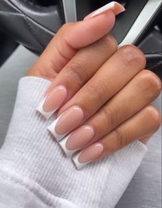 Nail Inspo Long Simple, French Nails Plain, French Nails On Black Women, Milk Base French Nails, Straight Tip Acrylic Nails, Light Square Nails, Narrow French Tip Nails, French Tips Square Long, Long Acrylic French Nails