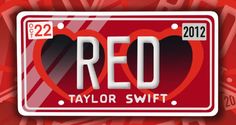 a red and white license plate with hearts