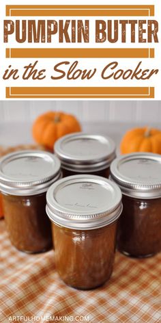 four jars of homemade pumpkin butter