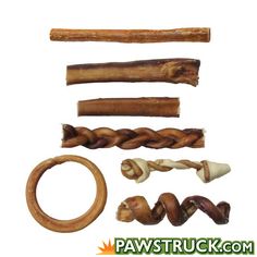 several different types of dog treats are shown