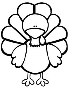 a black and white drawing of a turkey