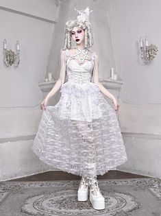 ❤︎Three-pinged Guarice White Gothic Dark Pentagram Mesh Lace Suspender Dress

Pre-order item❤︎ White Gothic, White Goth, Peplum Lace, White Peplum, Goth Dress, Long White Dress, Sling Dress, Suspender Dress, Women Long Dresses