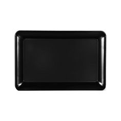 an empty black plastic tray on a white background