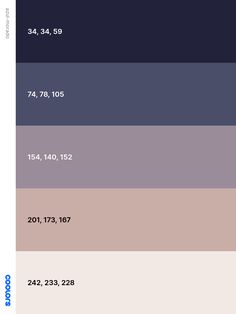 the color scheme for different shades of blue, pink, and purple is shown in this image