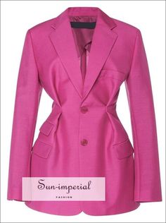 Long Sleeve Hot Pink Women Blazer Coat Blazer Streetwear, Blazer Coat Women, Mode Mantel, Vetements Clothing, Top Satin, Fashion Sweaters, Pink Blazer, Coat Women, Long Sleeve Blazers