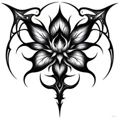 a black and white flower tattoo design