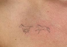 two horses drawn on the back of a man's chest