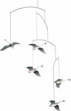 Amazon.com: Scandinavian Swan Hanging Mobile - 22 Inches - Handmade in Denmark : Home & Kitchen Shoal Of Fish, Paper Mobile, Play Table, Hanging Mobile, Nursery Furniture, Japan Post, Swans, Fun Decor, Suncatchers