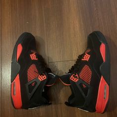 Used But Still Looks Good Kinda New To Be Honest. Size 13 Red Thunders Shoes, Jordan 4 Red Thunder, Jordan 4 Red, Red Thunder, To Be Honest, Be Honest, Mens Shoes Sneakers, Men's Sneakers, Size 13