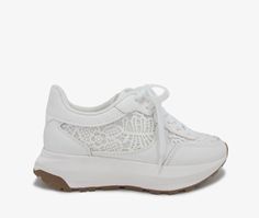 Women's Floral Designed Lace Up Sneakers Watson White Lace Crochet Tennis Shoes Expertly crafted with a delicate lace crochet design, Watson White Lace Crochet Tennis Shoes offer a stylish and breathable option for tennis enthusiasts. With their lightweight construction and comfortable fit, these shoes provide the support and flexibility. Shop more from our shoes collection, here! Details Available in sizes 6.5 - 10 Color: White Lace detail Vegan approved Lace up tennis shoes Sizing 6.5, 7, 7.5, Leather And Crochet, Delicate Crochet, Easter Fashion, Crochet Fabric, Crochet Design, Shoes Collection, Lace Crochet, Wedge Sneakers, Crochet Details