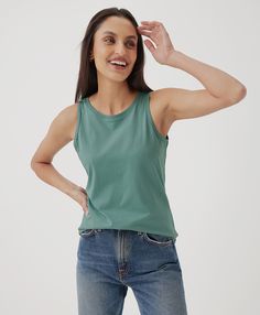 Women’s Softspun High Neck Tank made with Organic Cotton | Pact Comfortable Stretch Tops, Organic Cotton Tank Top For Spring, Stretch Soft-washed Tops, Organic Cotton Summer Tank Top, Summer Organic Cotton Tank Top, Casual Organic Cotton Tank Top For Spring, Spring Organic Cotton Tops, Comfortable Organic Cotton Tops For Everyday, Versatile Soft-washed Cotton Top