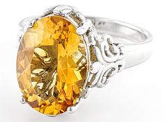 4.59ct Oval Citrine Rhodium Over Sterling Silver Solitaire Ring. Measures Approximately 0.47"L x 0.62"W. Not Sizeable. Finished Under gallery. Gia Certified Oval Silver Gemstones, Gia Certified Silver Oval Gemstones, Gia Certified Oval Silver Topaz Ring, Yellow Citrine, Solitaire Ring, Citrine, Rings For Men, Engagement Rings, Sterling Silver