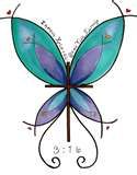 a drawing of a blue butterfly with the words happy valentine's day on it