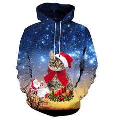 Get ready for the holidays with this stylish men's streetwear open pocket colorful santa cartoon print christmas drawstring hoodie. perfect for any street or urban fashion lover, this hoodie is sure to keep you comfortable and stylish all season long. Santa Cartoon, Mens Ugly Christmas Sweater, Galaxy Cat, Barbecue Party, Christmas Sweater Men, Hat Print, Christmas Hoodie, 3d Christmas, Christmas Hoodies