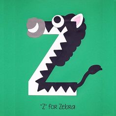 the letter z is for zebra on a green background