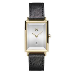 a 1950’s inspired square watch for women by mvmt. timeless timekeeping meets california modern design in the signature square women’s watch. the saffiano noir color story brings you a black italian saffiano leather strap and winter gold case. join the mvmt. Winter Gold, Noir Color, California Modern, Eyewear Shop, Ceramic Shop, Leather Strap Watch, Color Story, Jewelry Essentials, Mens Eyewear