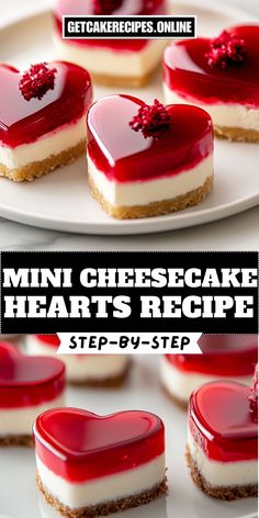 mini cheesecake heart's recipe on a plate