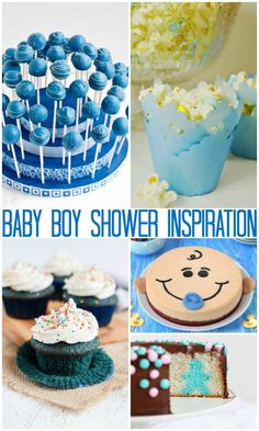 baby boy shower party ideas including cake, cupcakes and cakes