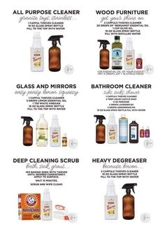 an image of cleaning products that are labeled in the text above it and below them