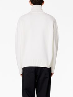 Off-white/red wool Ami De Coeur roll-neck wool jumper from AMI Paris featuring signature Ami de Coeur monogram motif, embroidered logo at the chest, roll neck, long sleeves and ribbed trim. When buying this unisex item, keep in mind that it is graded in standard men's sizing.. | AMI Paris Ami De Coeur roll-neck wool jumper White Turtleneck Sweater, Ankle Boots Dress, White Turtleneck, Wool Jumper, Ami Paris, Fashion Deals, Red Wool, Shoes Outlet, Roll Neck