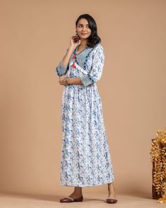 Size: XL Dress Traditional, Beautiful Suit, Natural Colours, Printed Cotton Dress