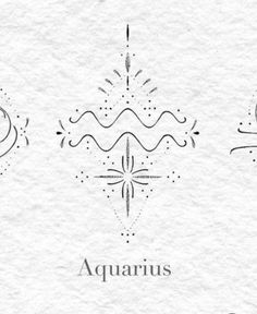 the aquarius logo is shown in black and white, with an ornate design on it