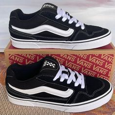 New In The Box Authentic Vans Men’s Caldrone Suede/Mesh Black/White Vn0a5jm2ba2 Sneakers Vans Slip On Shoes, Authentic Vans, Vans Black And White, Vans Black, Vans Slip On, Mens Vans, Walker Boots, Rain And Snow Boots, Vans Shoes