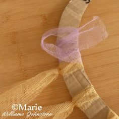 a piece of cloth tied to a wooden table