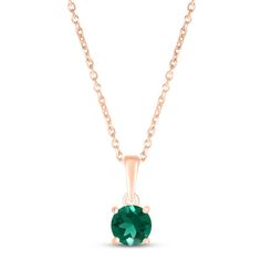 This beautiful necklace features a lively green round lab-created emerald, perfect for celebrating a May birthday. As many as seven additional pendants can be added to the necklace to represent the ones you love. Styled in 10K rose gold, the birthstone pendant sways from an 18-inch cable chain that secures with a spring-ring clasp. Birthstone Necklaces For Teens, Emerald Birthstone, May Birthday, Lab Created Emerald, Birthstone Pendant, Accessories Jewelry Necklace, Beautiful Necklace, Birthstone Necklace, Spring Rings