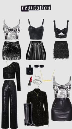 Reputation Taylor Swift inspo outfits🖤 #taylorswift #reputation #inspo #outfits Taylor Swift Reputation Costume Ideas, Cute Outfits For Taylor Swift Concert, Red Inspired Eras Tour Outfit, Rep Inspired Outfits Taylor Swift, Reputation Taylor Swift Eras Tour Outfit Ideas, Iconic Taylor Swift Looks Reputation, Reputation Taylor Swift Concert Outfits