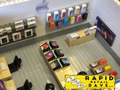 an apple store with many different items on display