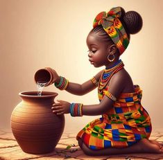 African Portraits Art, Black Baby Art, Afrocentric Fashion, African Women Art, Month Of April, African Paintings