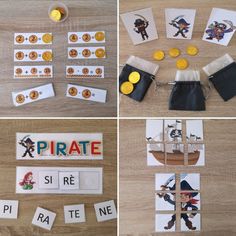 there are pictures of pirate activities on the table