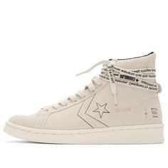 Converse Midnight Studios x Pro Leather Mid 'White' White/Egret/Black Sneakers/Shoes Converse Off White, Blue Shoes Men, Off White Converse, Leather Chuck Taylors, Converse Pro Leather, White Egret, Leather Converse, Sneakers Converse, Off White Shoes