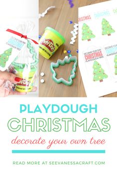 playdough christmas decorations with text overlay that says playdough christmas decorate your own tree