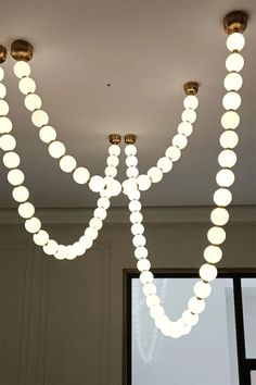 Pearl Necklace Chandelier - SamuLighting Staircase Foyer, Living Room Staircase, Chandelier For Living Room, Foyer Entryway, Dream House Decor, My New Room, Glass Lighting, 인테리어 디자인, My Dream Home