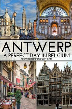 an advertisement with pictures of old buildings in belgium