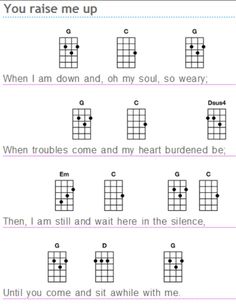 guitar chords with the words you raise me up