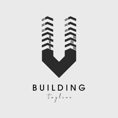 the logo for building, with arrows going up and down it's center point