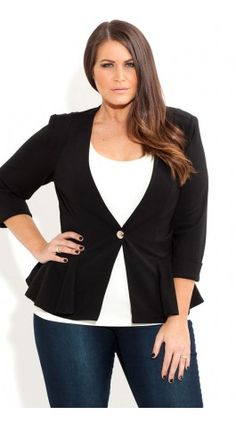 Plus Size Sexy Peplum Jacket - City Chic - City Chic Woman's Closet, Plus Size Jackets, Chubby Fashion, Peplum Jacket, Professional Attire, Clothing Inspiration, Santa Baby