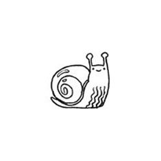 a black and white drawing of a snail