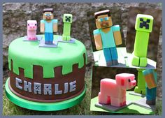 the cake is made to look like minecraft characters