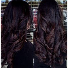 Espresso Brown Highlights On Black Hair, Reversed Balayage, Brown Almost Black Hair Color, Dark Brown Almost Black Hair Color, Black Hair Mocha Balayage, Black Hair Balayage Indian Dark Brown