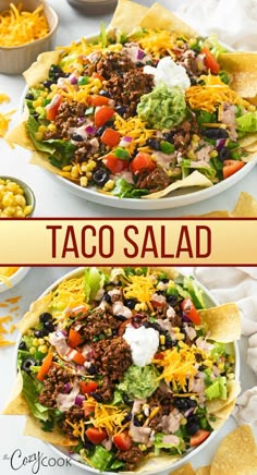 taco salad with lettuce, black beans and cheese