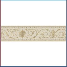 a white wallpaper border with scrolls and flowers