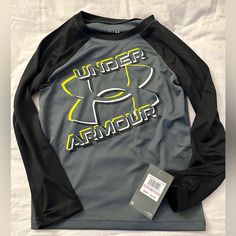 New With Tag Under Armour Brand. Long Sleeve. Size 6 Boys Under Armour Black Tops With Letter Print, Black Under Armour Top With Letter Print, Black Under Armour Tops With Letter Print, Red Long Sleeve Shirt, Under Armour Girls, Boy Fits, Loose Pullover, Under Armour Shirts, Athletic Shirts