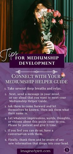 All mediums have a Mediumship Helper Guide automatically assigned to them. Essentially, a Mediumship Helper Guide assists a medium in making the linkage between this world and the world of spirits. They'll also assist by making communication clearer and more substantial. Meet and work with your Mediumship Helper Guide to advance your Mediumship skills to a much higher level of mastery. Want to find out more? Check out our Mediumship Certification Training. Mediumship Development Psychic Mediums, Mediumship Development Exercises, Becoming A Medium, How To Become A Medium, Clairvoyant Psychic Abilities, Channeling Spirits