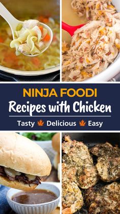 the cover of ninja food recipes with chicken, tasty delicious and easy to make