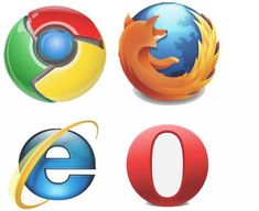 four different types of browsers with the letter o in each one's center