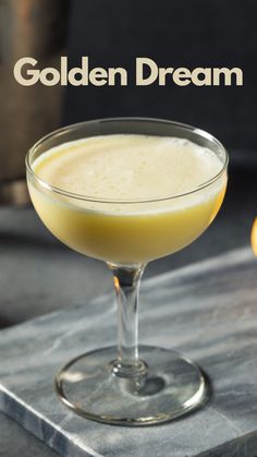 the golden dream cocktail is ready to be served